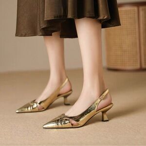 Elegant Gold Slingback Heels